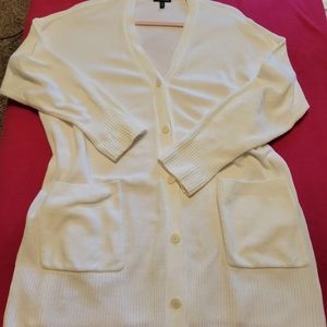 Eileen Fisher White Cardigan 💯 Organic Cotton Large